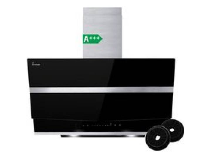KKT KOLBE Hotte aspirante 80 cm murale inclinée inox verre noir arrêt automatique commande tactile HERMES8005S