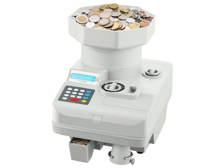 VEVOR Compteuse Trieuse de Pièces Professionnel\, Machine à Compter les Pièces Capacité de Stockage 11000PCs\, avec Affichage LCD\, Fonction Triage et Comptage\, pour Transaction\, Jetons Internationaux