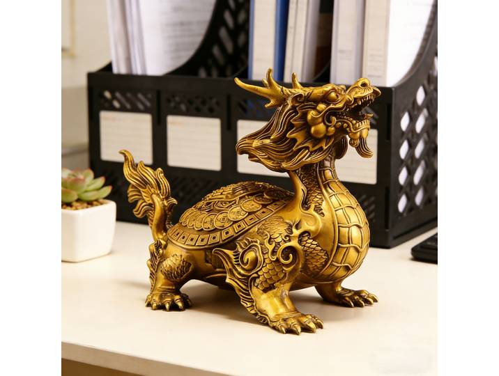 Statue de tortue dragon en laiton Bixie Beast, ornement de bureau pour le Feng Shui, richesse et protection, décoration d'art pour la maison, la chambre, le bureau