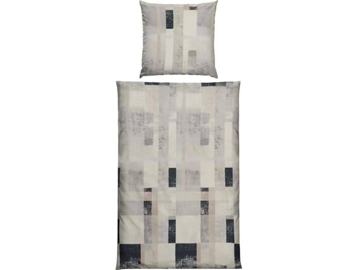 REDBEST Bettwäsche Single-Jersey Grafik Motive beige-grau Größe 80x80 cm / 155x200 cm - temperaturausgleichend, bügelfrei, mit Reißverschluss