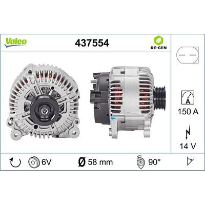 VALEO Generator REMANUFACTURED PREMIUM 437554 für Audi