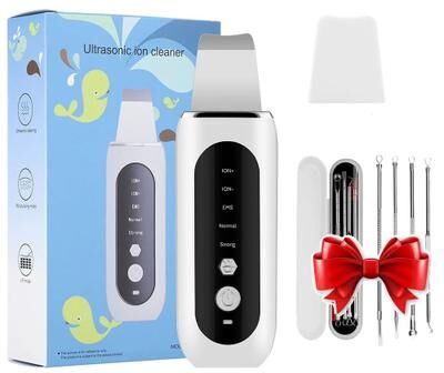 Uplift Picks Ultrasonic Skin Scrubber Facial Pore Cleaner And Blackhead Remover white Kit