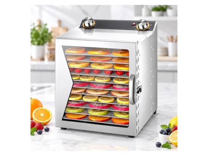 Elektrischer Dörrautomat, Gefriertrockner Aus Edelstahl Herausnehmbares Gittertablett, 12-Stunden-Timer, For Heimküchen Und Hausgemachte Leckereien(12layer)