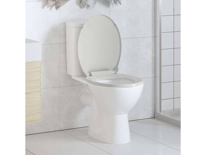 vidaXL Toilettensitz mit Absenkautomatik Weiß Oval