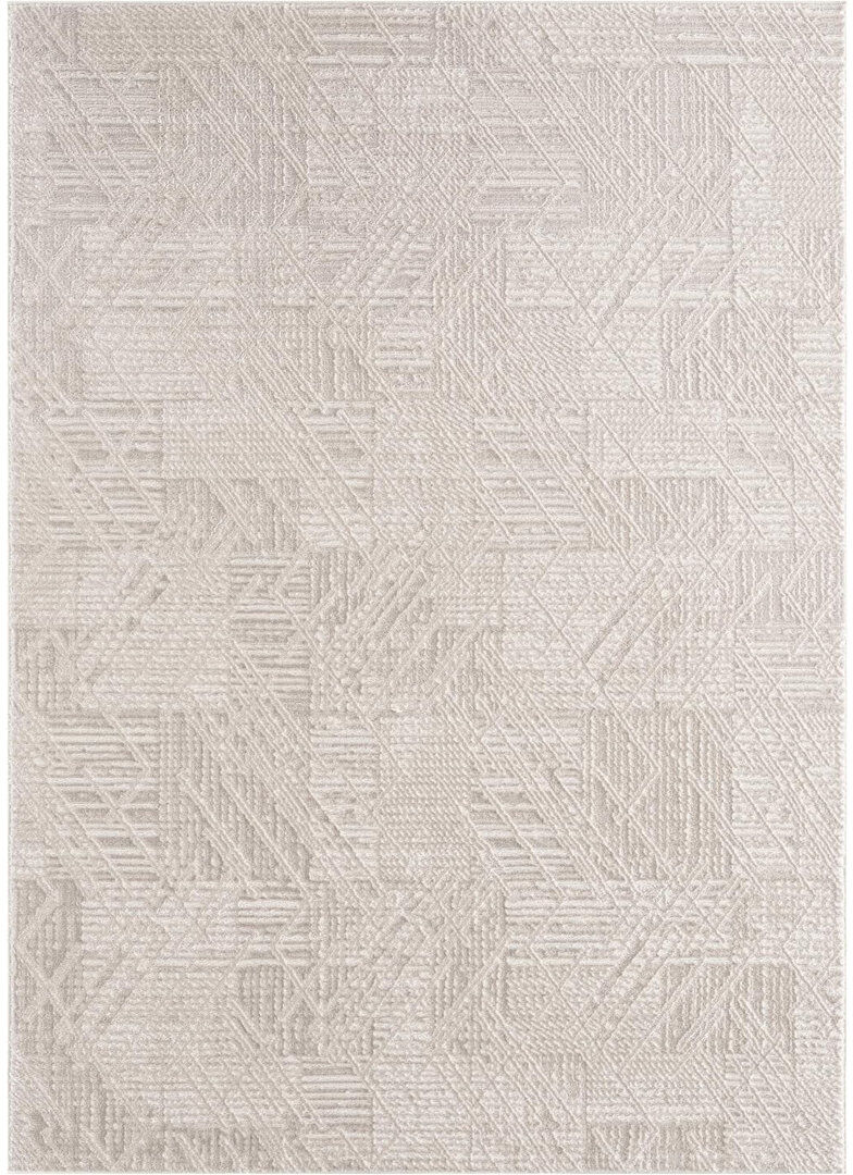 Ruglenza Home Ruglenza Modern Area Rug - Soft Pile Easy Clean Carpet for Living Room & Bedroom, Durable Synthetic Fibre, Stylish Home Decor Rug Beige-Geometric 120 x 170 cm