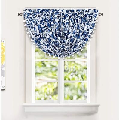 Porch & Den Ouzel Floral Watercolor Pattern Lined Window Valance