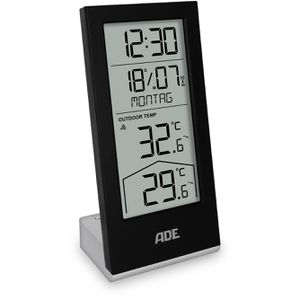 ADE Thermo-Hygrometer WS2324, digital, schwarz, von -40 bis 70°C, mit Außensensor, innen/außen