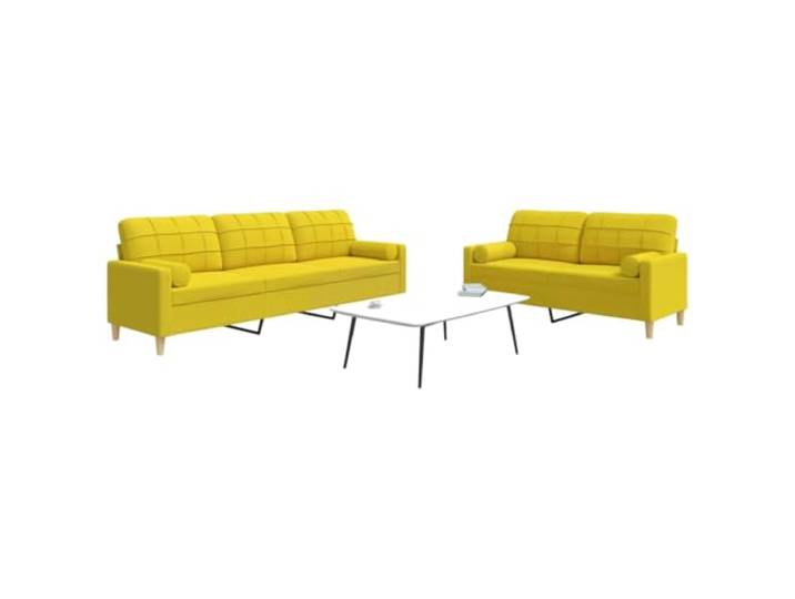 HEFZGDB 2-TLG. Sofagarnitur mit Dekokissen Hellgelb Stoff Sofa Set Wohnzimmer Polstergarnitur Metallrahmen Polyestergewebe Sitzgruppe bequem strapazierfähig atmungsaktiv gepolstert