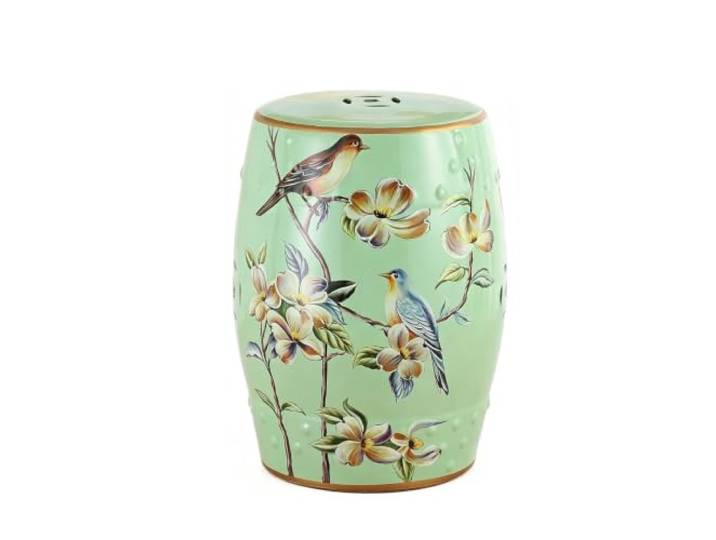 LGHQGHXF 18 Keramik-Gartenhocker, Trommelhocker Im Chinesischen Stil, Blumen-Gartenhocker, Dekorativer Runder Beistelltisch for Innen- Und Außenterrassen for Hof, Terrasse, Veranda, Hinterhof(Green)