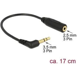 Delock Kabel Klinkenstecker 3,5 mm 3 Pin gewinkelt > Klinkenbuchse 2,5 mm 3 Pin