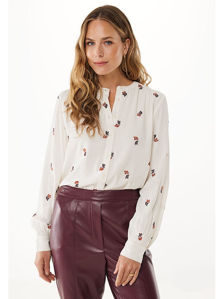Mexx Bluse ''Embroidery'' in Weiß/ Braun - 38