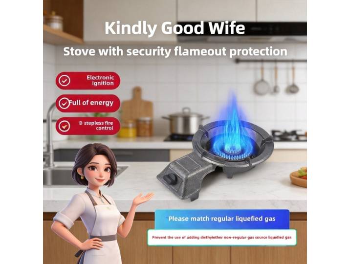 Cuisinière à gaz commerciale haute puissance à faible pression, design de flamme, de comptoir, économe en énergie, en fonte, avec protection anti-extinction de flamme
