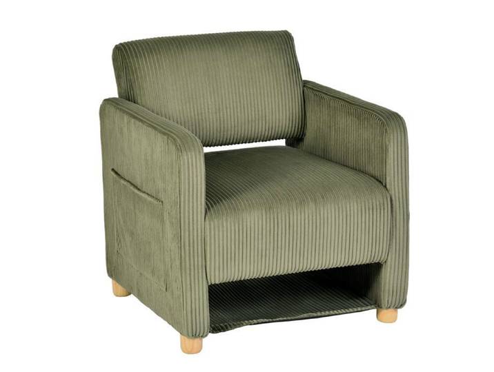 MEUBLES COSY Fauteuil de détente 1 place canapé pour salon fauteuil avec emballage en velours côtelé vert - KARIA