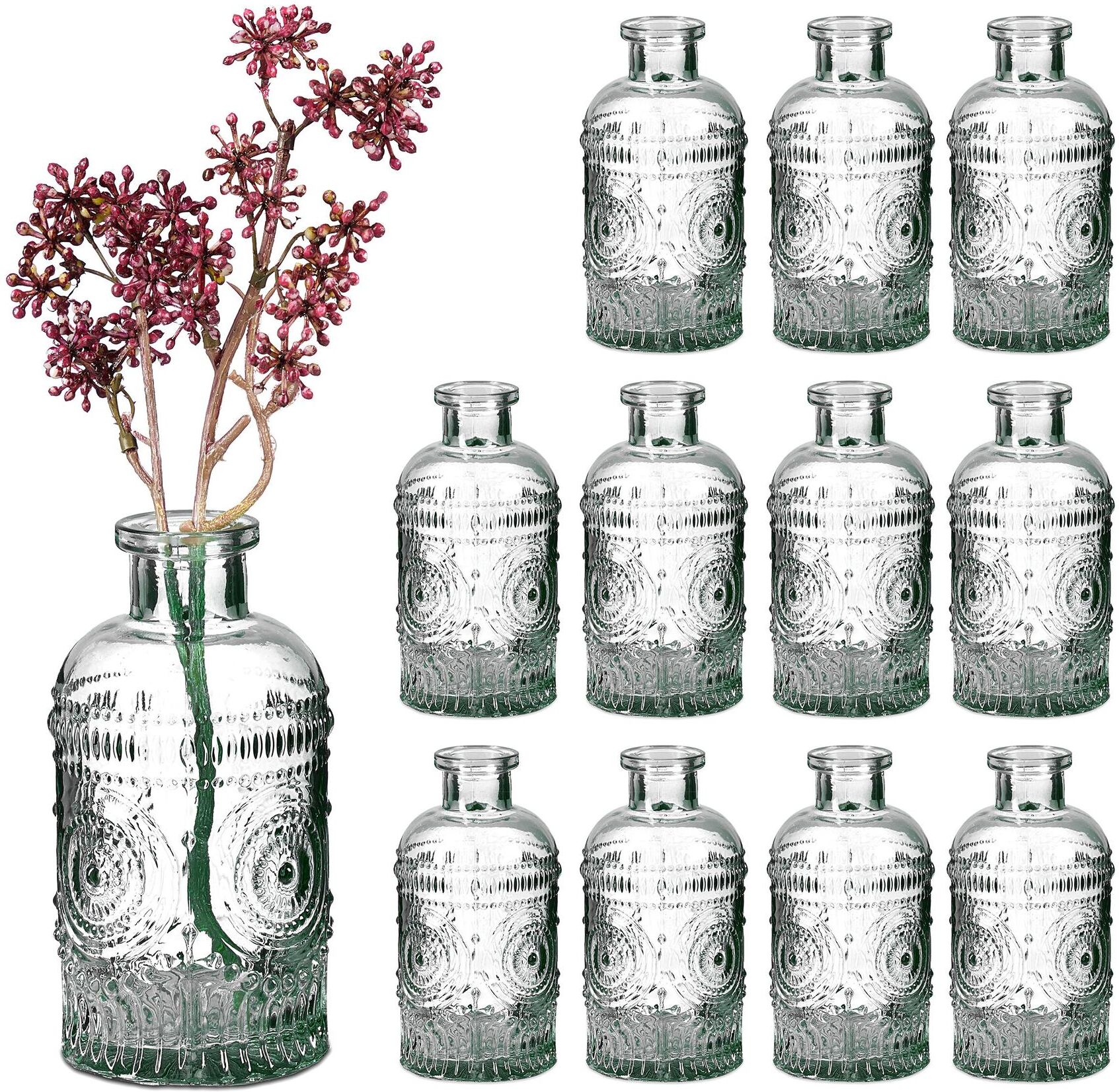 Tischvase RELAXDAYS "12er Set", transparent, H:13cm, Glas, Vasen, Tischvase transparent B/H/T: 13cm