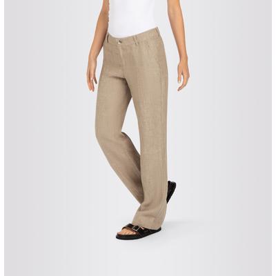 Leinenhose MAC "NORA", Damen, Gr. 34, Länge 30, beige (sanddrift melange), Web, Obermaterial: 100% Leinen, 7/8-Länge, Hosen, Sommerhose in verkürzter Länge, temperaturausgleichend