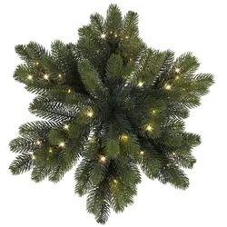 MARELIDA LED Tannenkranz sternförmig Türkranz Tischkranz Weihnachtskranz 50cm Timer Außen