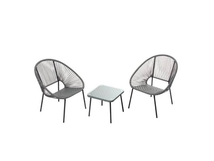 Acapulco - Set de 2 fauteuils + table basse gris foncé