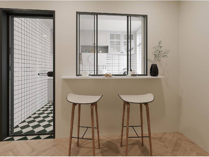 Schiebe-Innenfenster aus pulverbeschichtetem Aluminium Schwarz 120 x 105 cm (B x H) – RAVENA