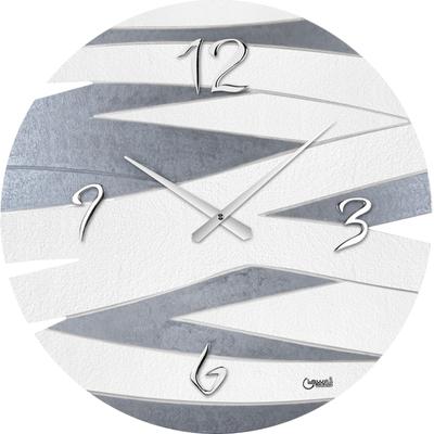 Wanduhr CHRISTOFFEL "Lowell", grau (grau weiß), H:3,5cm, Wanduhren, Wanduhr