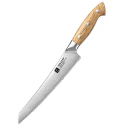XinZuo - Brotmesser – X02O Pin Serie - 21 cm - hergestellt aus 3-lagigem Verbundstahl
