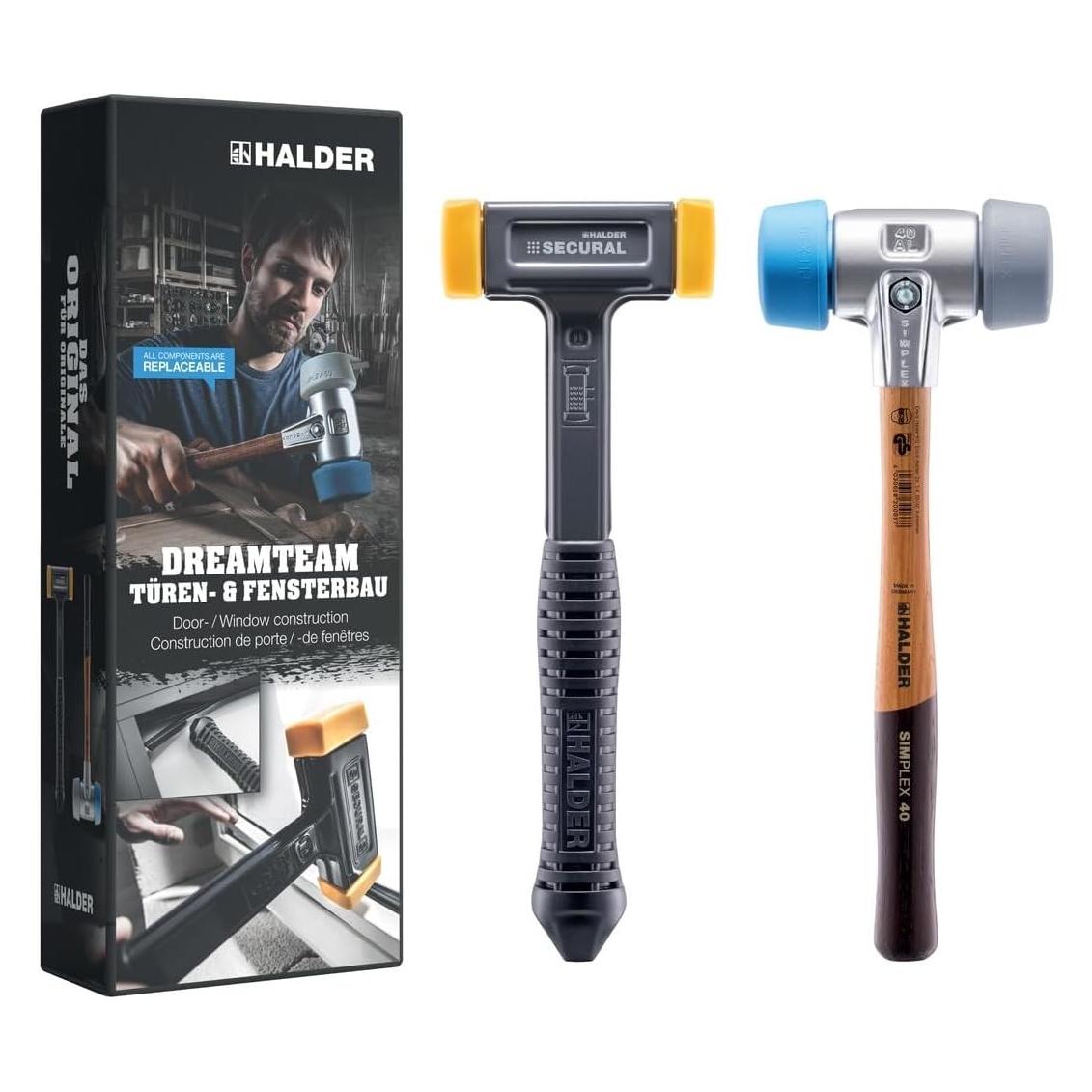 Halder Aktionsbox Dreamteam Türen- & Fensterbau, SIMPLEX-Schonhammer 50:40, TPE-soft / TPE-mid und SECUR... (1650 g) (3113s003)