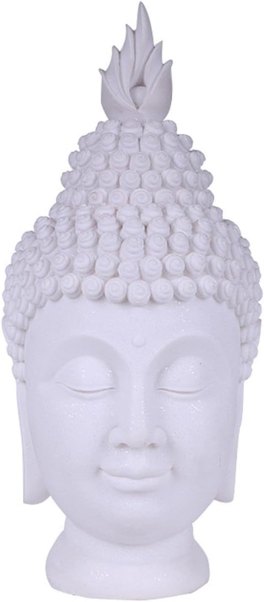 Decoratieve Boeddha Hoofd Sculptuur - Handgemaakt Hars Standbeeld voor op Tafel