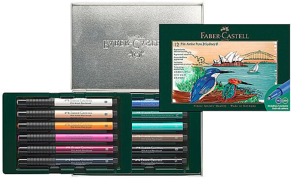 FABER-CASTELL Tuschestift Set 12tlg. SYDNEY dunkelgrün B