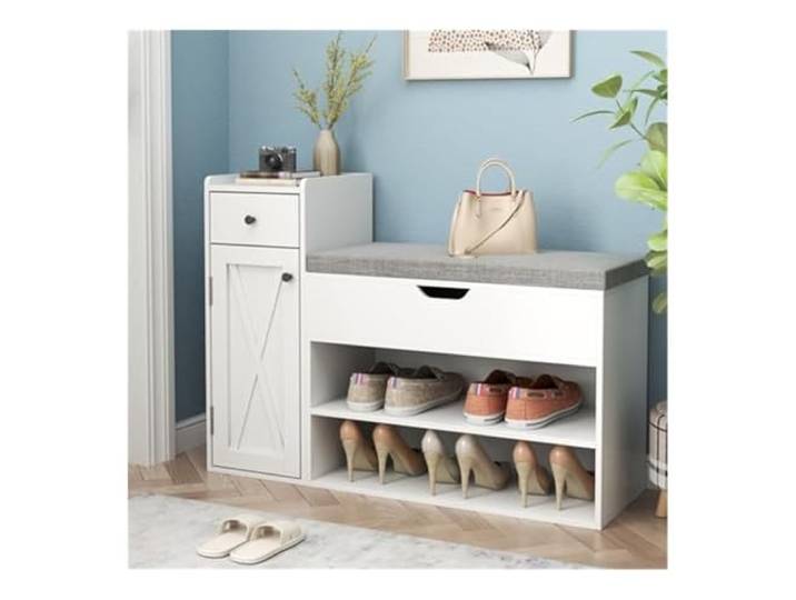 GAOWINLY Aufbewahrungsbank, Aufbewahrungsbank for den Eingangsbereich – Schuhregalhocker mit Sitz for Zuhause, Flur(White)
