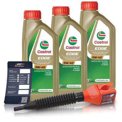 Castrol 3x 1 L EDGE 5W-40 + Ölwechsel-Anhänger + Einfülltrichter [Hersteller-Nr. 15F7D5]