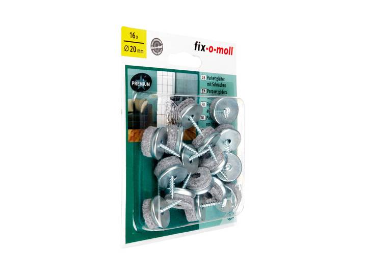 Fix-O-Moll Parkett-Gleiter zum Schrauben 2 × 2 cm 16 Stück