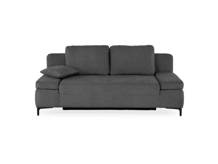 Trendstore Jeremo Schlafsofa mit Bettkasten - Chenille dunkelgrau manuelle Armteilverstellung, Schlaffunktion Modern