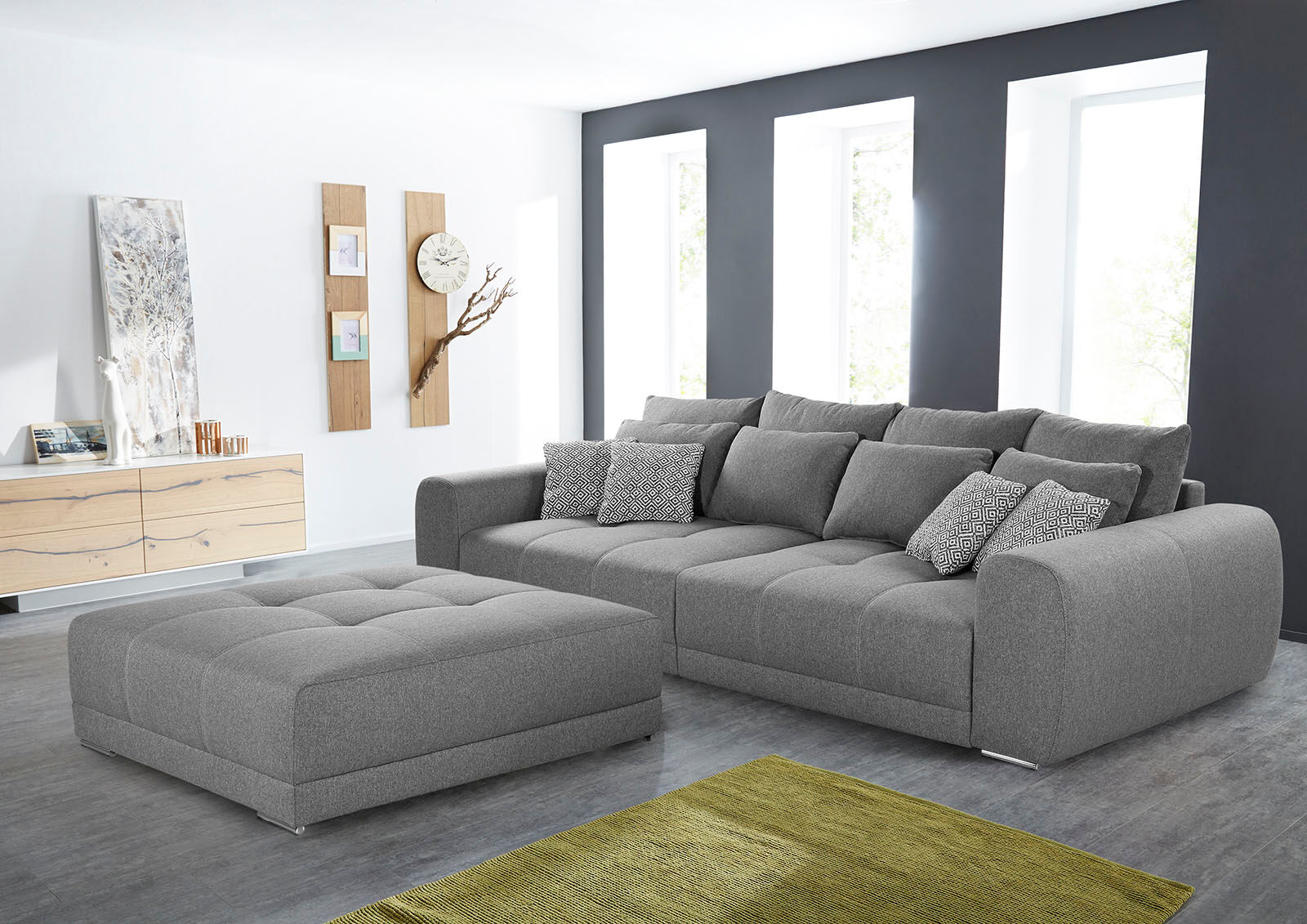 Hocker JOCKENHÖFER GRUPPE "Moldau Hocker", grau (hellgrau), B:120cm H:39cm T:120cm, Hocker, Hocker, Mega-Hocker im XXL-Format, Federkern