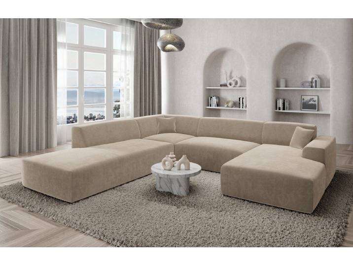 Sofa Dreams Wohnlandschaft Polster Designer Sofa Mallorca U Lounge Samtstoff Stoffsofa, Loungesofa