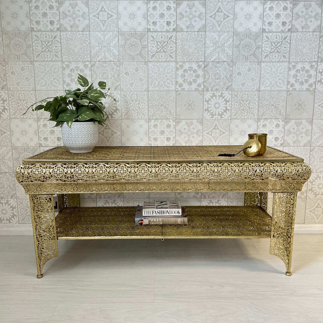 Rosdorf Park Coffee Table with Storage Gold 45cm H X 105cm W X 45cm D