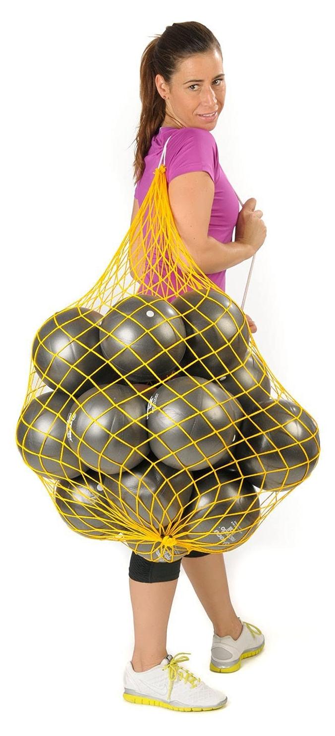 Set von 16 Pilatesbällen mit Ballnetz für Gymnastik