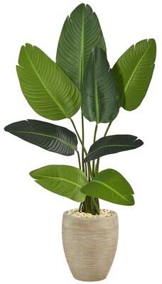 Nearly Natural "50"" Travelers Palm Artificial Tree in Sand Colored Planter"