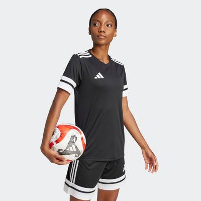 Fußballtrikot ADIDAS PERFORMANCE "SQUADRA 25 TRIKOT", Damen, Gr. M, schwarz-weiß (schwarz, weiß), Obermaterial: 100% Polyester, Rundhals, Trikots Fußballtrikot