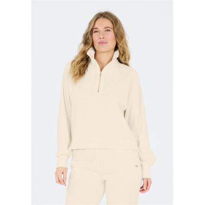 Sweatshirt ATHLECIA "Hecey", Damen, Gr. 38, beige, 55% Polyester, 45% Baumwolle, unifarben, normal, hoch geschlossener Ausschnitt, Sweatshirts Sweatshirt, mit schlichtem Design