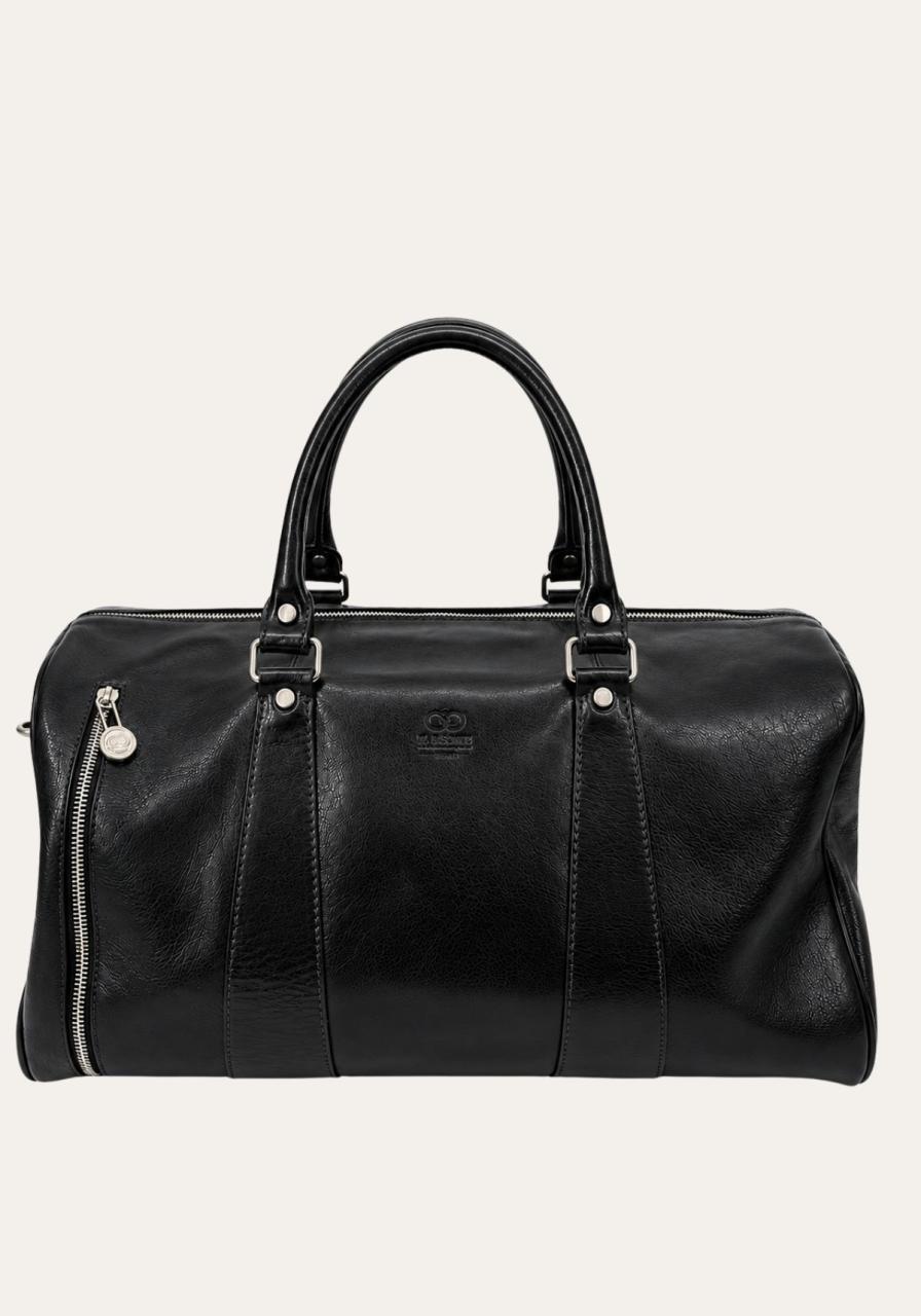 Reisetasche aus Echtleder - Eleganter Weekender & Business Tasche Schwarz -