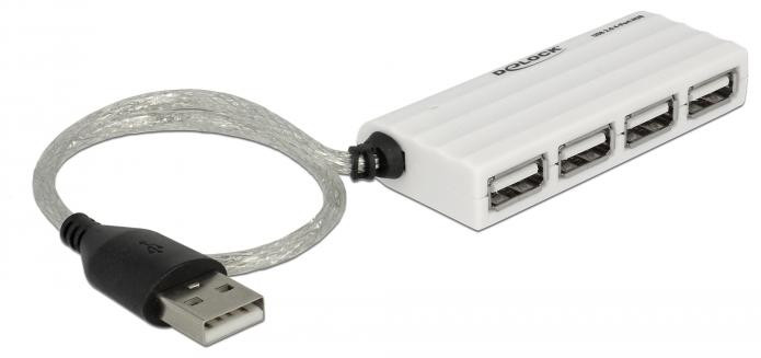 Delock 87445 USB-Hub met 4 poorten, zilver, slim extern