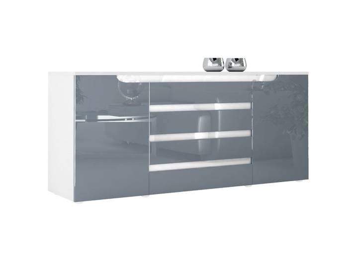 SIDEBOARD Sintra Grau Hochglanz / Weiß Hochglanz