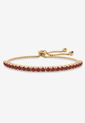 "Gold-Plated Bolo Bracelet, Simulated Birthstone 9.25"" Adjustable by PalmBeach Jewelry in January"