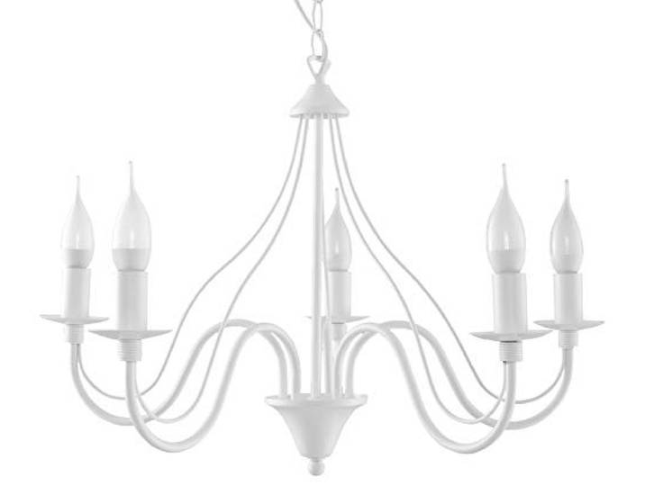 SOLLUX lighting Lustre suspension - plafonnier acier - 5 flammes - ampoule LED - blanc Minerwa