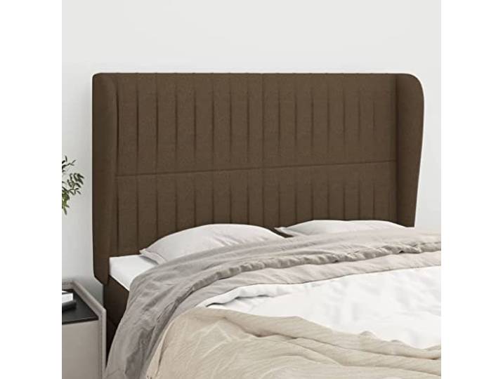 KTHLBRH Kopfteil aus dunkelbraunem Stoff, klassisch, elegantes Design, für Betten mit Beinen aus massivem Lärchenholz, höhenverstellbar, ideale Rückenunterstützung