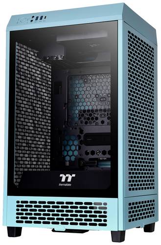 Thermaltake The Tower 200 Mini-Tower PC-Gehäuse Türkis 2 vorinstallierte Lüfter, Seitenfenster, Staubfilter