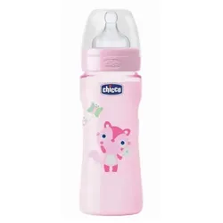 Chicco Well-Being Babyfläschche Silikon Schneller Nahrungsfluss Rosa 4m+ 330ml