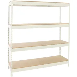 Proregal Schwerlastregal WOOD BEAST FOUR | HxBxT 200x240x60cm | Fachlast 400kg | Weiß