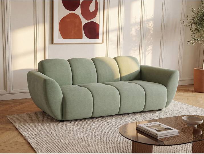 Sofa 3-Sitzer - Stoff - Grün - Stepp-Optik - JULORI