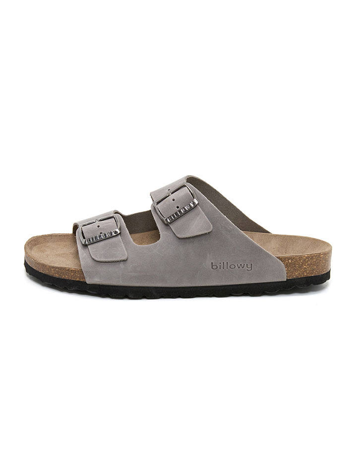 billowy Leder-Pantoletten in Grau - 45
