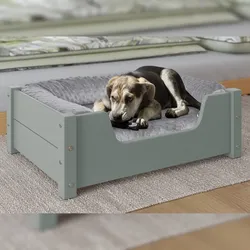 Erst-Holz Gemütliches Tierbett für Katzen und Hunde 60x40 Kiefer grau V-30.32-G-60x40 Rollrost inkl.